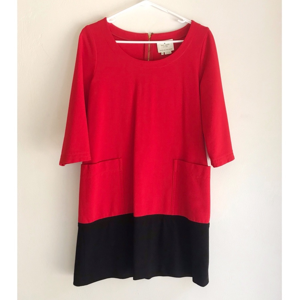Kate Spade Red/Black Colorblock Dress w/Pockets M